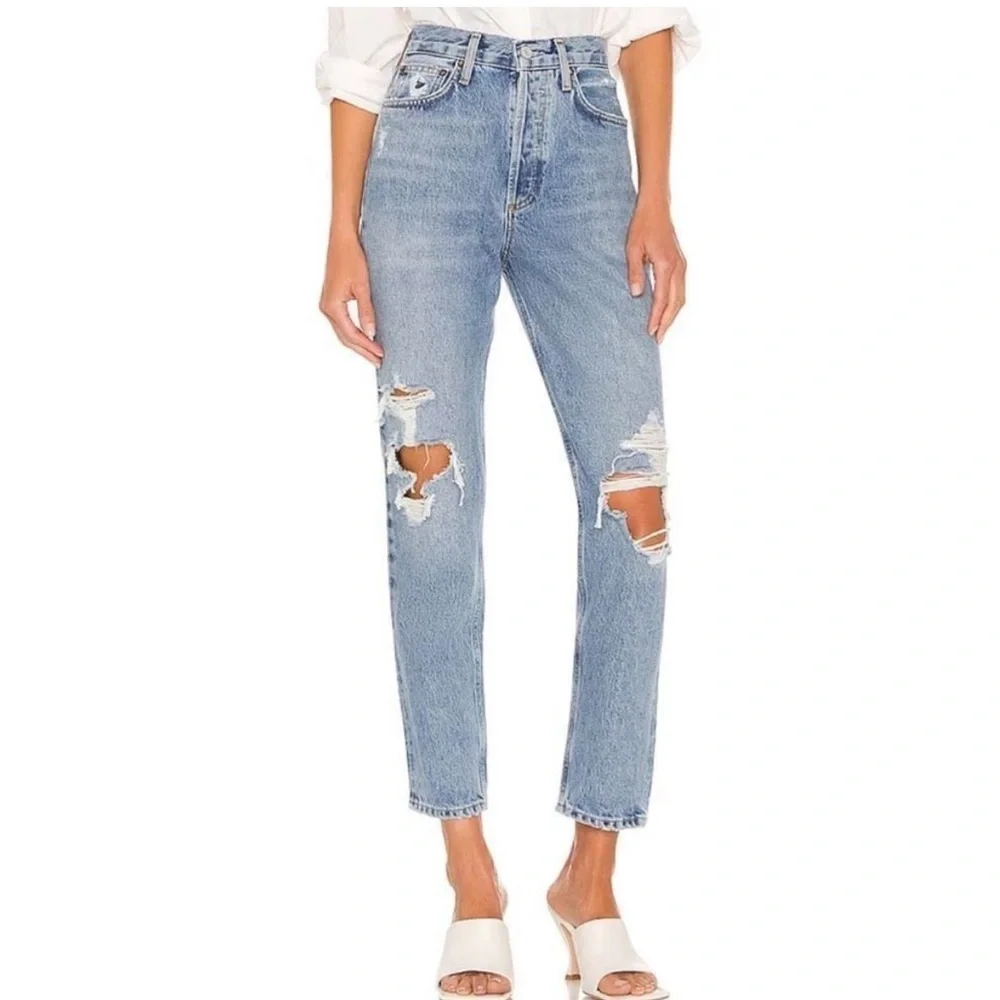 AGOLDE Fen High Rise Relaxed Taper Straight Leg Jean Size 29 Distressed